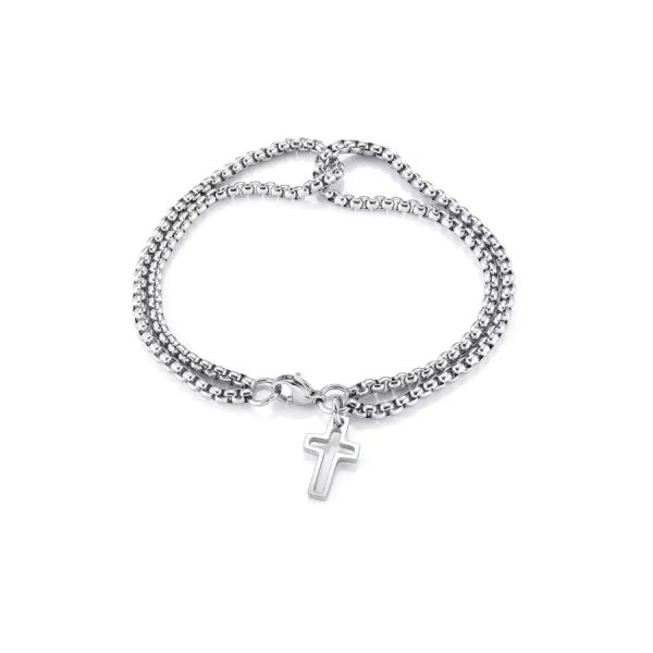 50cm Rolo Chain + 19cm Rolo Bracelet + 2 Cross Pendants - 925 Italy Silver